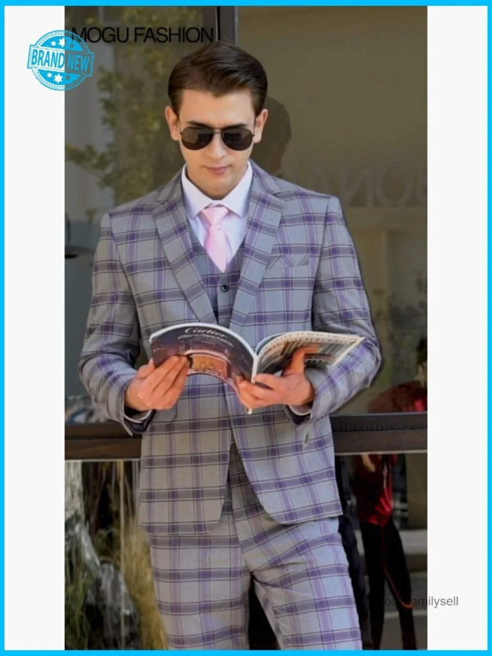 Slim Fit Plaid Sport Coat Blazer Modern Tailored Wedding Prom Formal Wear